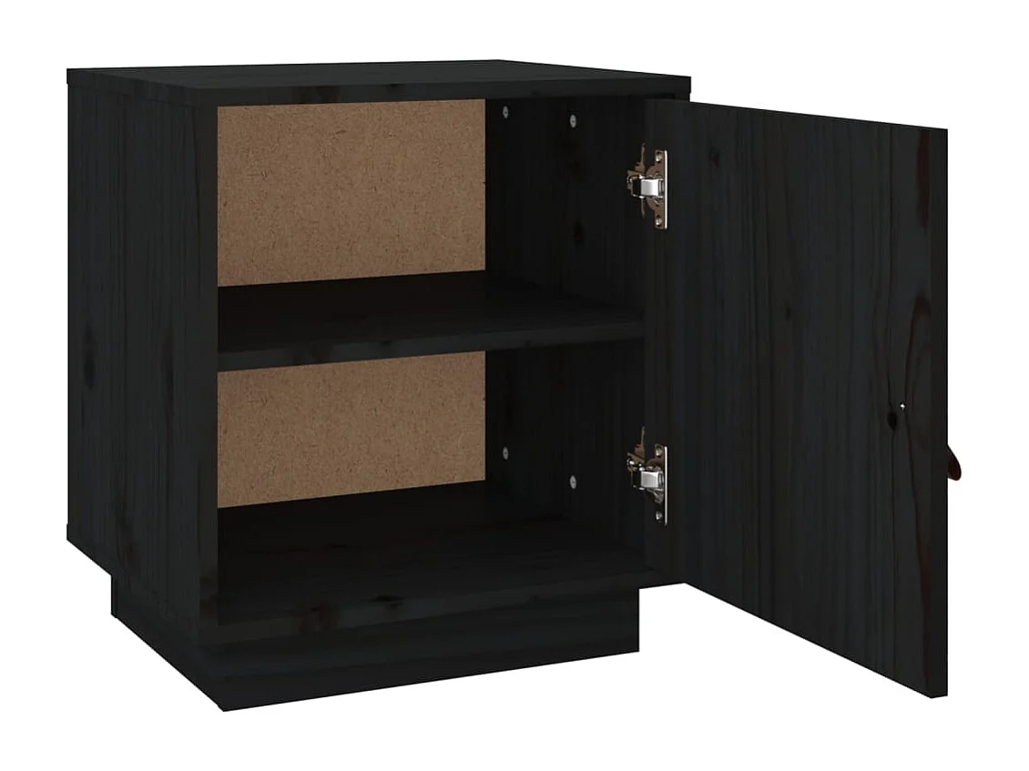 Mesita de noche | Mesilla de noche madera maciza de pino negro 40x34x45 cm