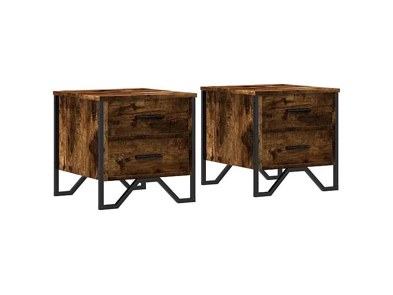 Mesitas de noche | Mesilla de noche 2 uds madera ingeniería roble ahumado 40x41x40 cm