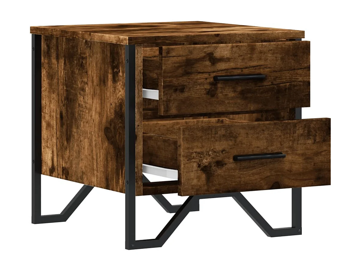 Nachttisch 2er Set-Beistelltisch-Nachttischkommode Räuchereiche 40x41x40 cm Holzwerkstoff SHL2711