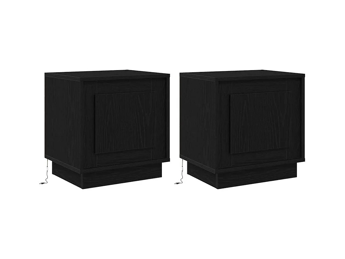 Mesita de Noche | Armario de Noche 2 uds Negro 44x34.5x45 cm