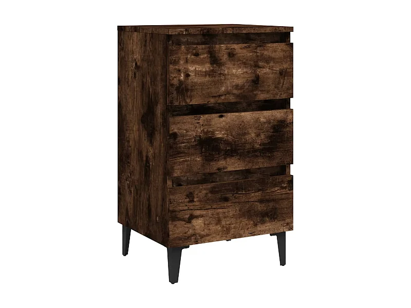 Mesita de noche | Mesilla de noche con patas de metal roble ahumado 40x35x69 cm
