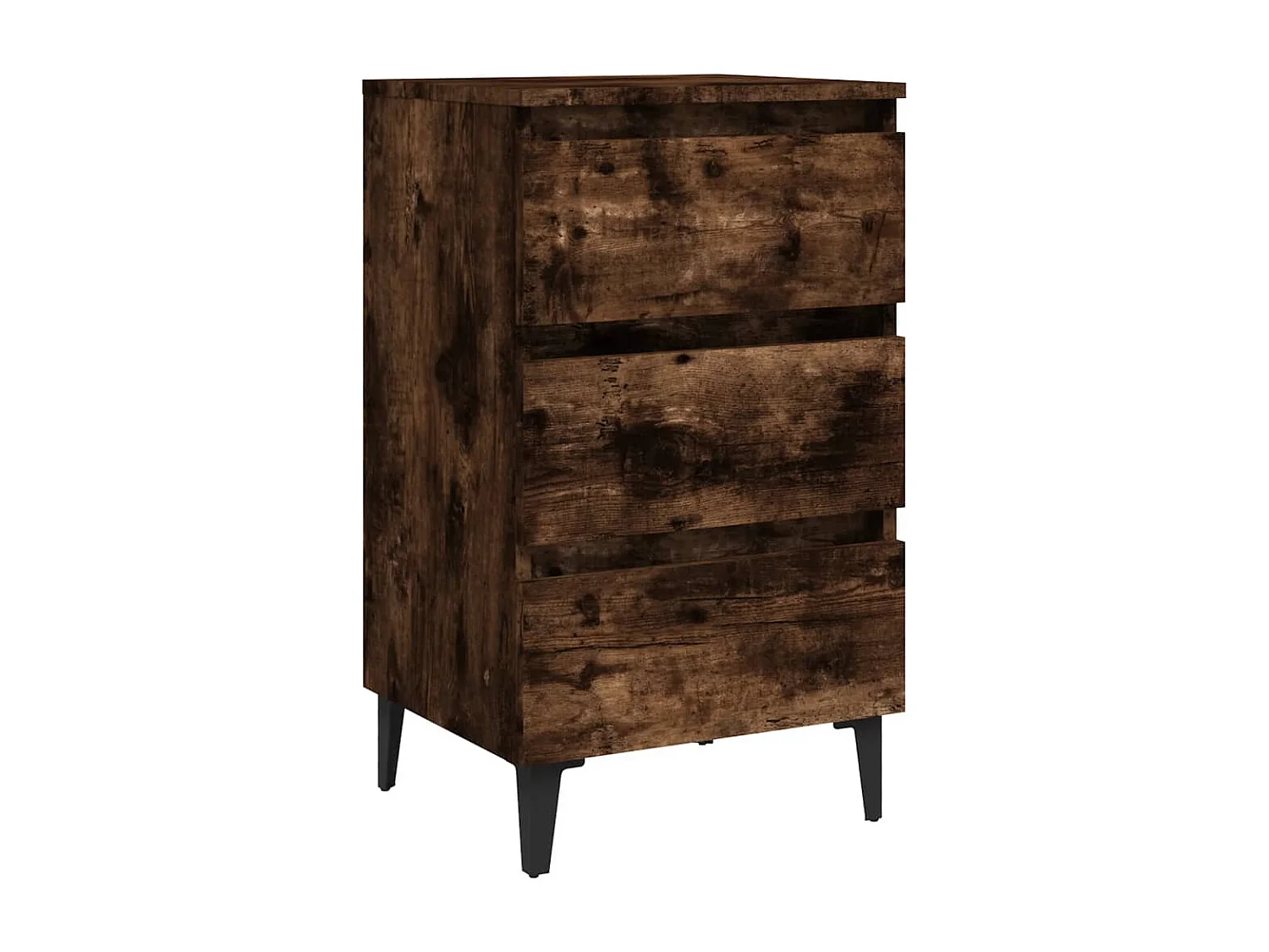 Mesita de noche | Mesilla de noche con patas de metal roble ahumado 40x35x69 cm