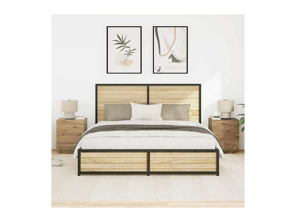 Mesita de Noche | Armario de Noche 2 uds con cajón Roble artisan