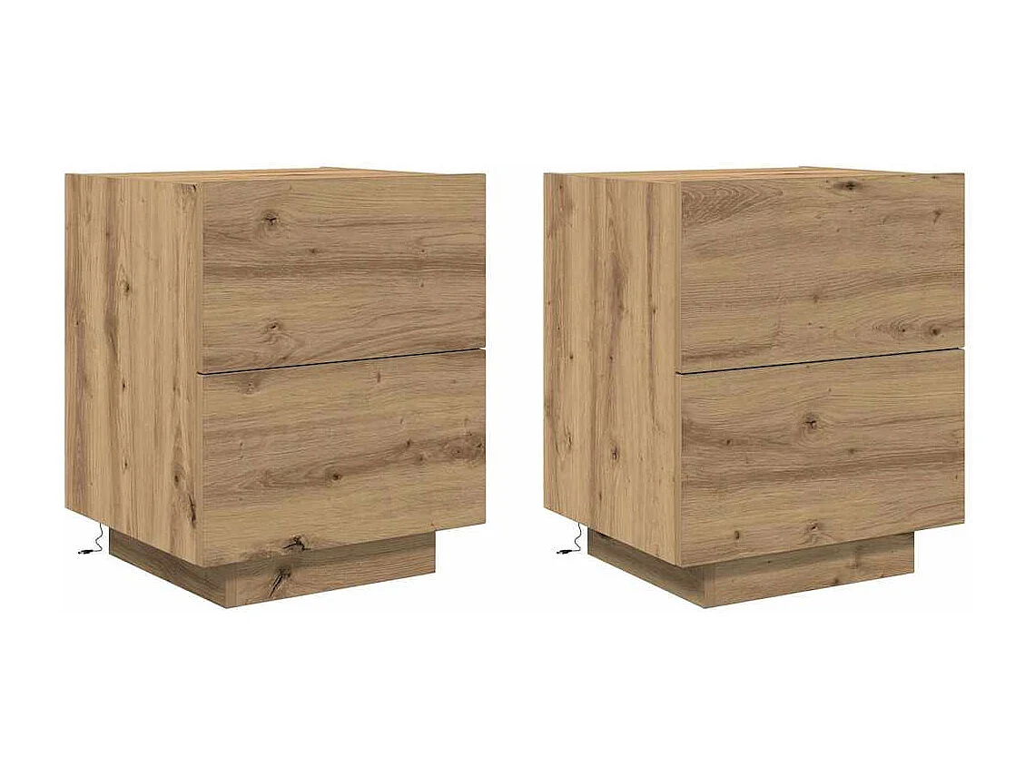 Mesita de Noche | Armario de Noche 2 uds con cajón Roble artisan