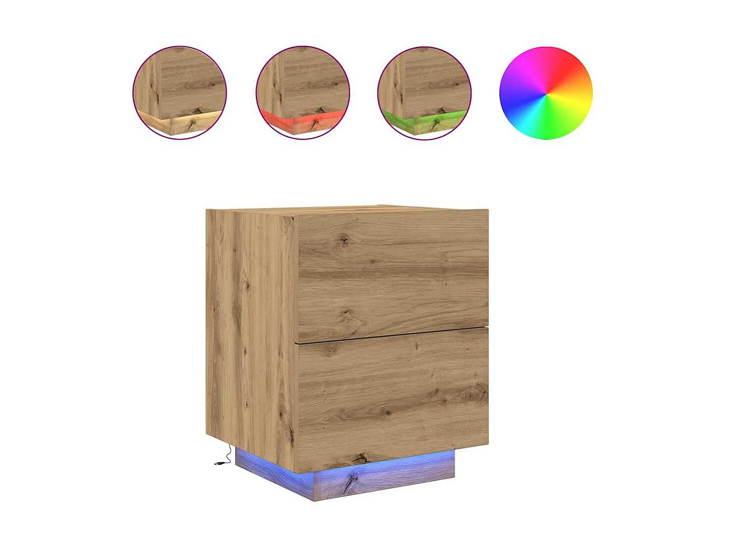 Mesita de Noche | Armario de Noche 2 uds con cajón Roble artisan