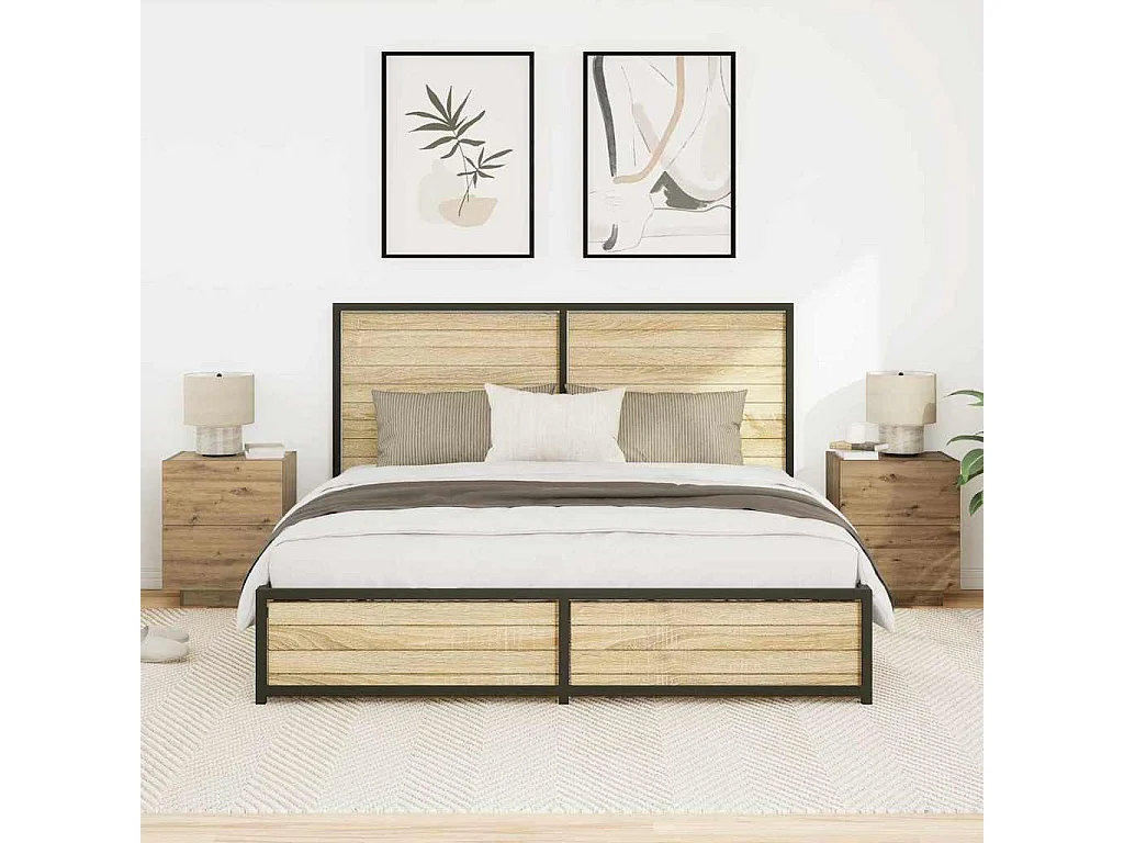 Mesita de Noche | Armario de Noche 2 uds con cajón Roble artisan