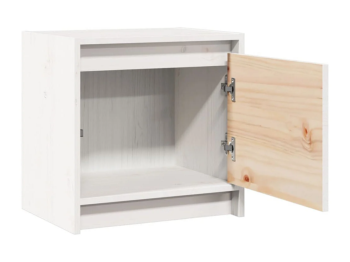 Nachttisch 2er Set-Beistelltisch-Nachttischkommode Weiß 40x30,5x40 cm Massivholz Kiefer SHL20757