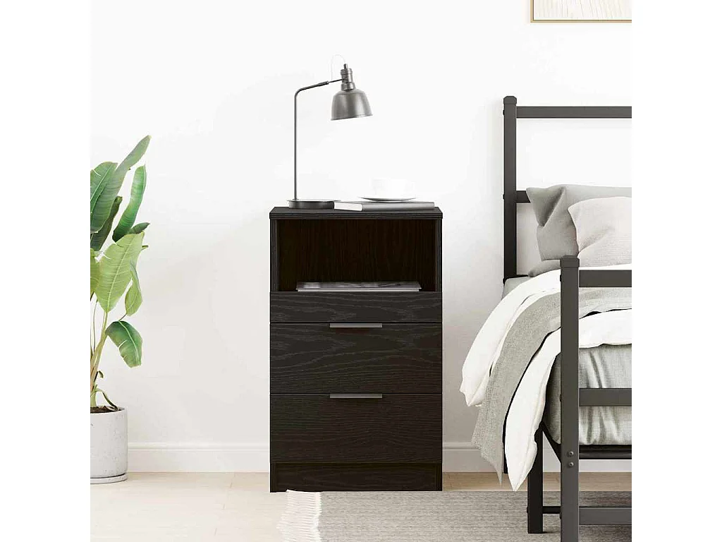 Nachttisch-Beistelltisch Schwarze Eiche 40 x 35 x 65 cm Holzwerkstoff SHL91126