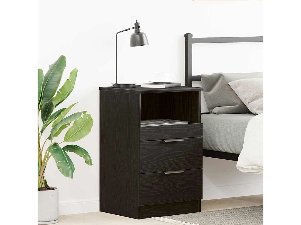 Nachttisch-Beistelltisch Schwarze Eiche 40 x 35 x 65 cm Holzwerkstoff SHL91126