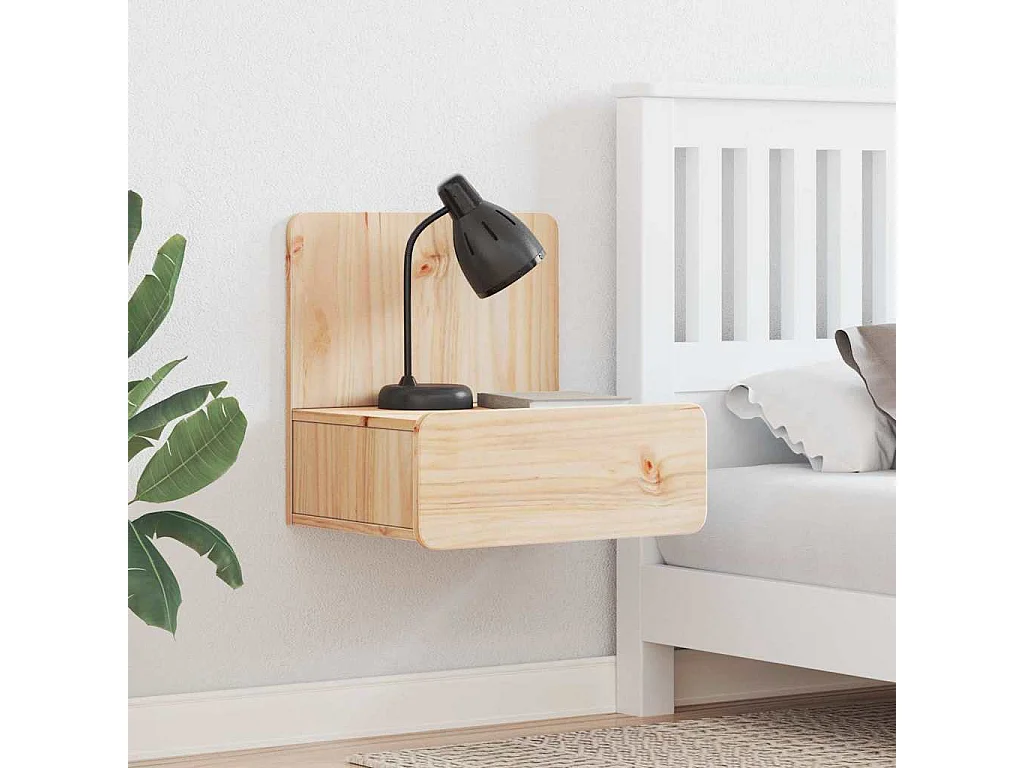 Mesa de Noche | Mesita de noche Marrón 44x32.5x40 cm Madera maciza de pino