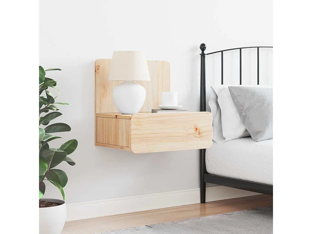 Mesa de Noche | Mesita de noche Marrón 44x32.5x40 cm Madera maciza de pino