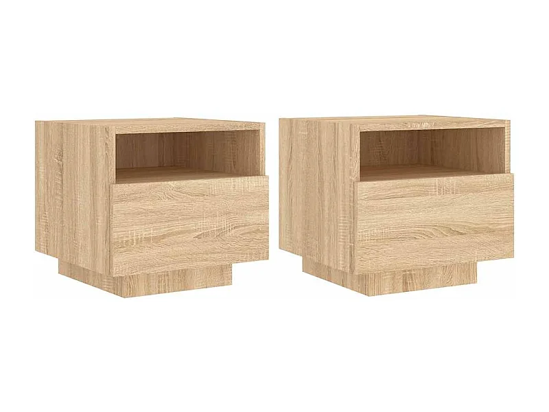 Mesitas de noche | Mesilla de noche con luces LED 2 uds roble Sonoma 40x39x37 cm