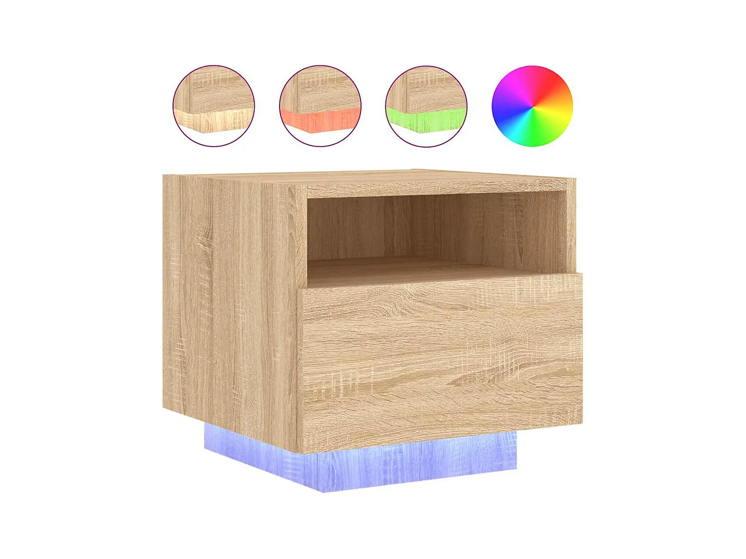 Mesitas de noche | Mesilla de noche con luces LED 2 uds roble Sonoma 40x39x37 cm