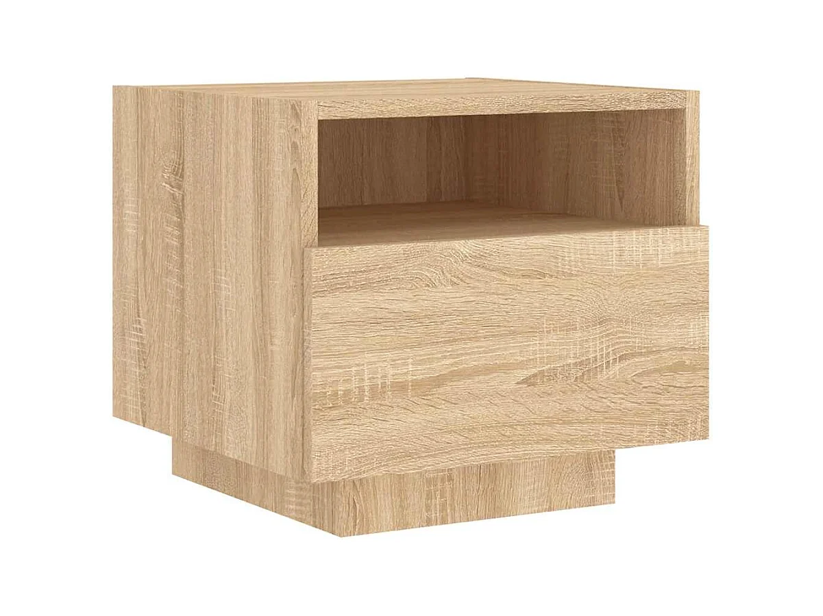Mesitas de noche | Mesilla de noche con luces LED 2 uds roble Sonoma 40x39x37 cm