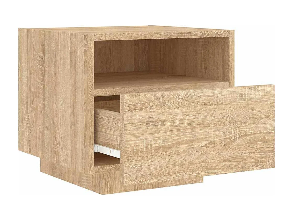 Nachttische mit LED-Leuchten 2er Set | Beistelltisch Sonoma Eiche 40x39x37 cm SHL47413