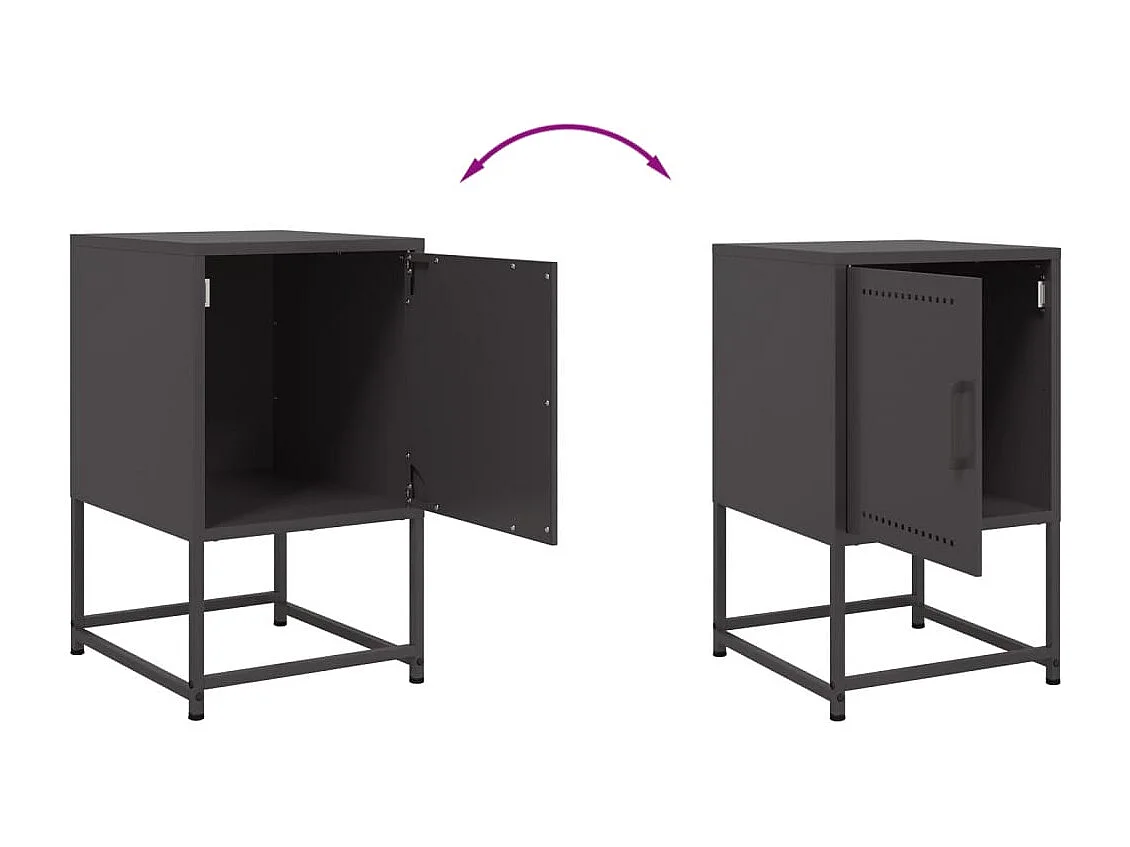 Nachttisch-Beistelltisch-Nachtschrank Schwarz 36x39x60,5 cm Stahl SHL44943