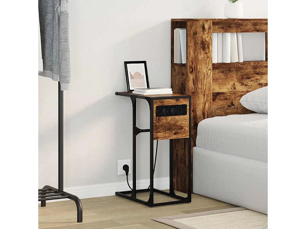 Mesa de Noche | Mesa auxiliar | Mesita de noche Roble ahumado Madera contrachapada