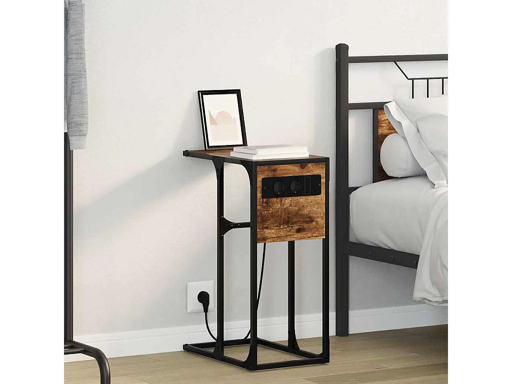 Mesa de Noche | Mesa auxiliar | Mesita de noche Roble ahumado Madera contrachapada