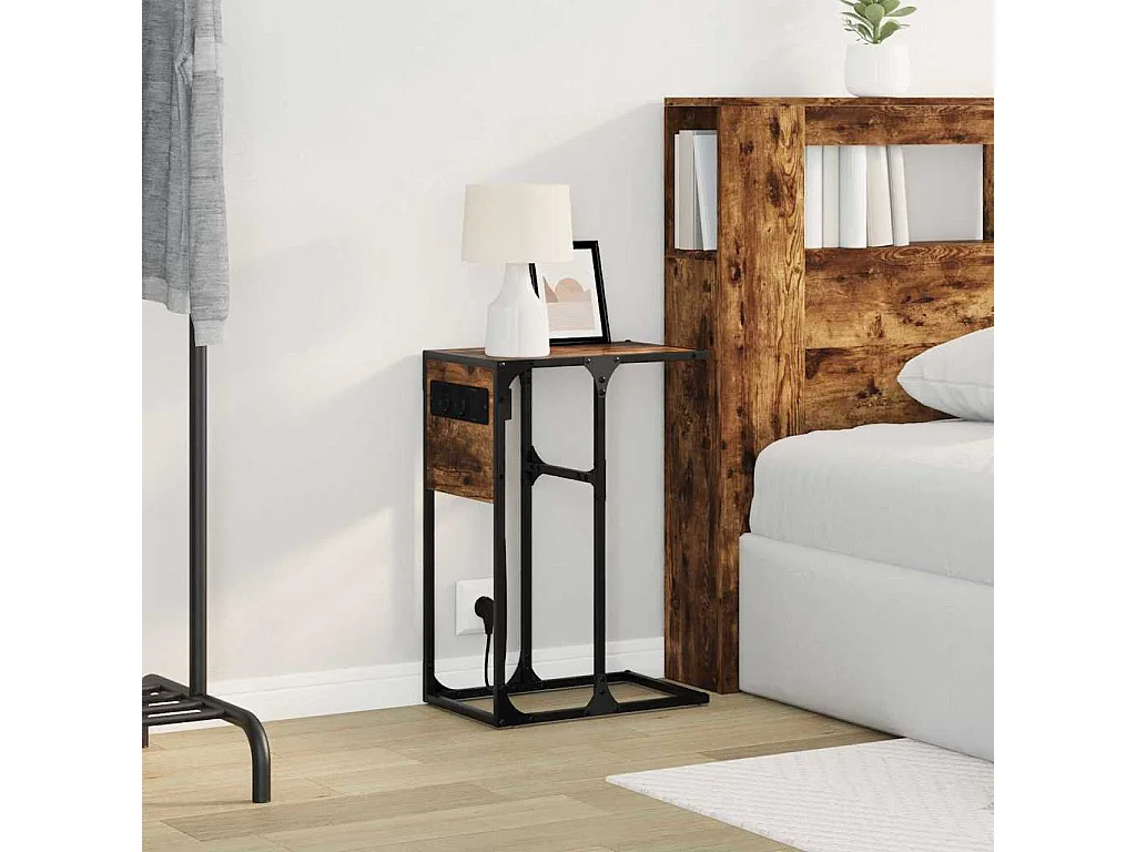 Mesa de Noche | Mesa auxiliar | Mesita de noche Roble ahumado Madera contrachapada