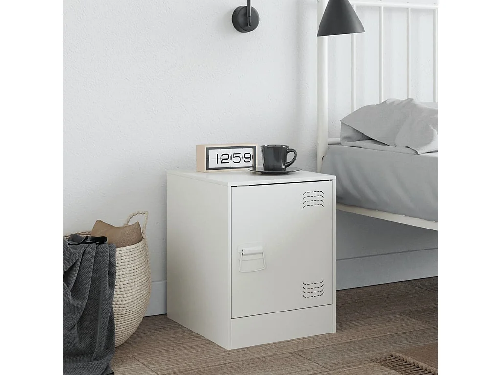 Nachttisch-Beistelltisch-Nachtschrank Weiß 34,5x39x44 cm Stahl SHL561