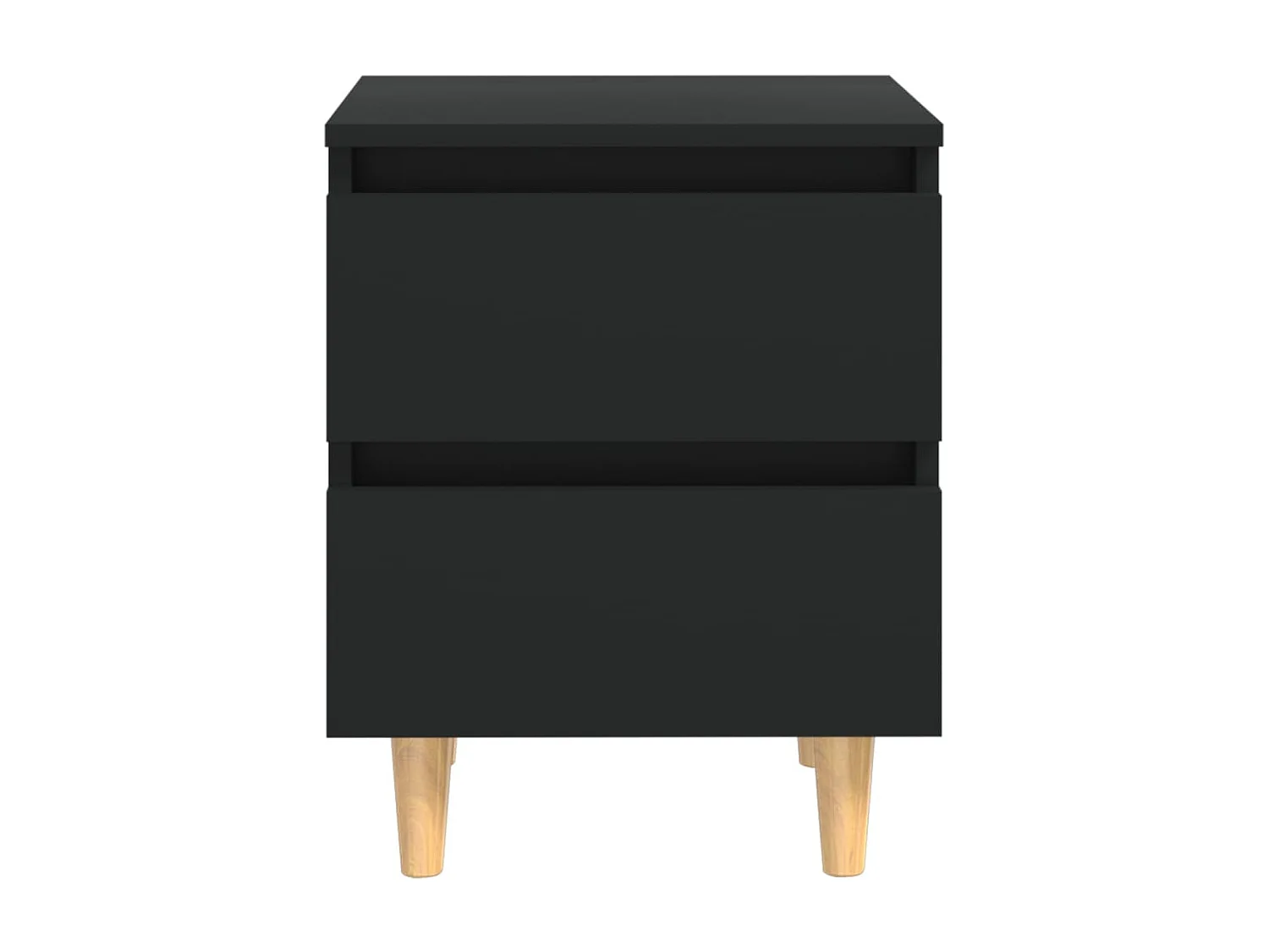 Nachttisch 2er Set-Beistelltisch mit Kiefernholz-Beinen Schwarz 40x35x50 cm SHL88416