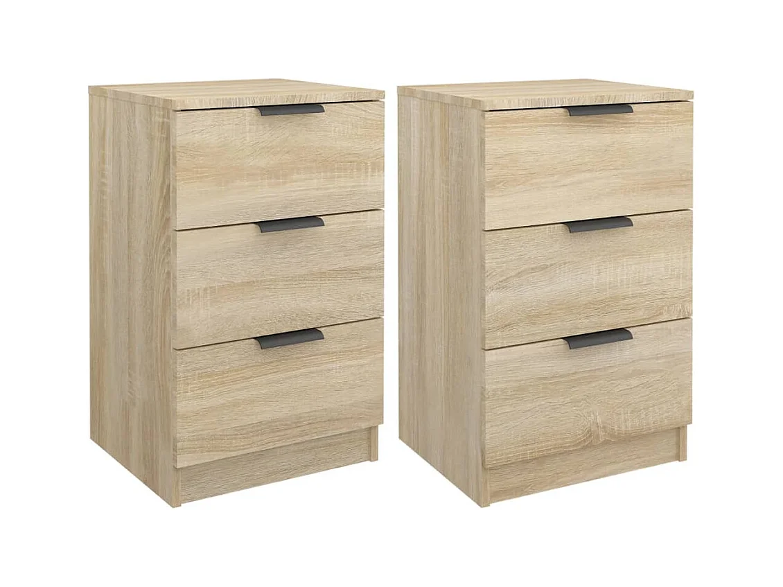 Mesitas de noche | Mesilla de noche 2 unidades color roble Sonoma 40x36x65 cm