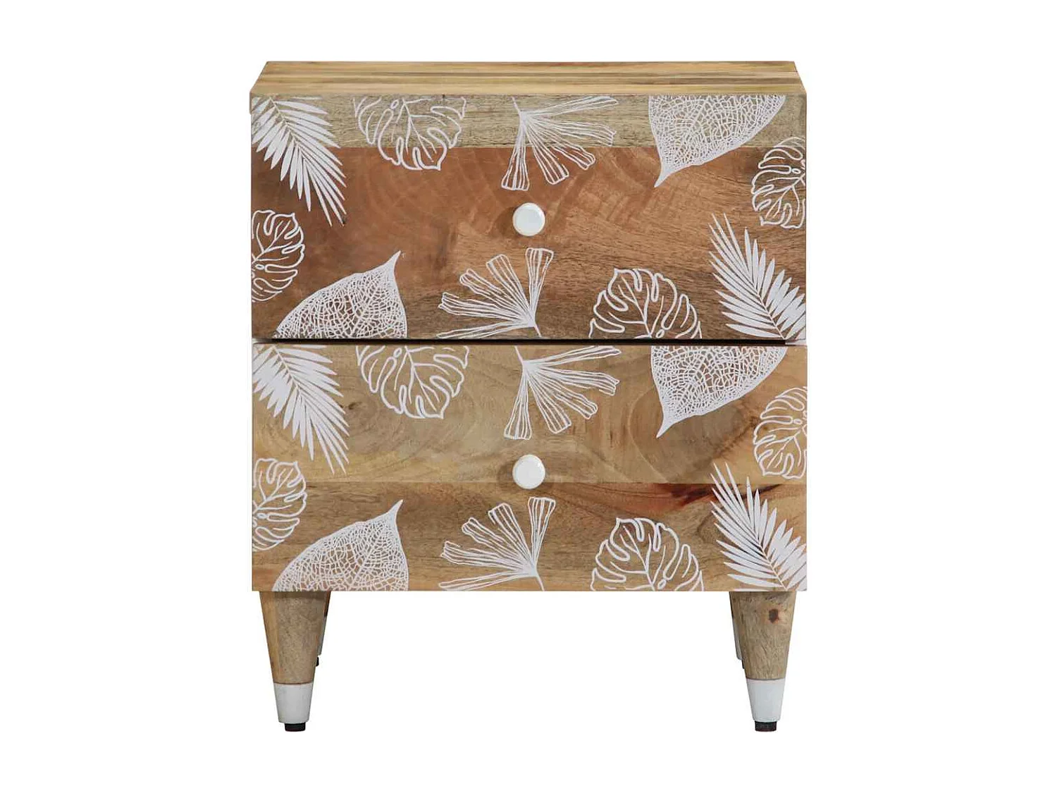 Nachttisch 2er Set-Beistelltisch-Nachttischkommode 40x33,5x46 cm Massivholz Mango SHL73687