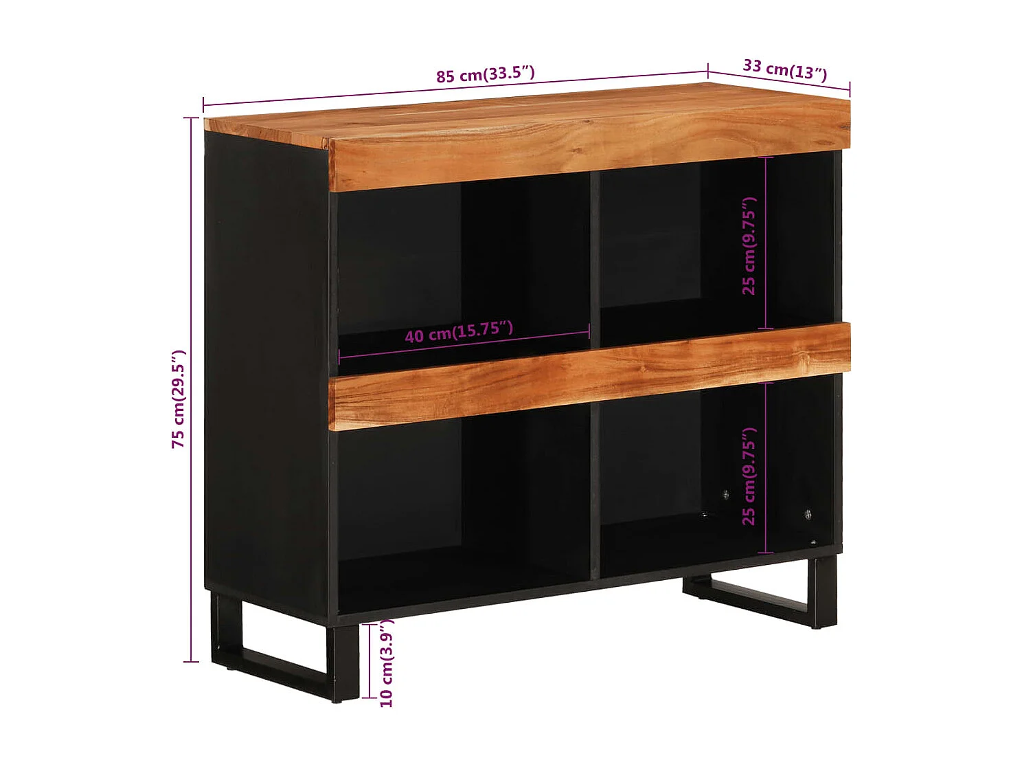 Table de chevet-Table d'appoint 85x33x75 cm bois massif d'acacia