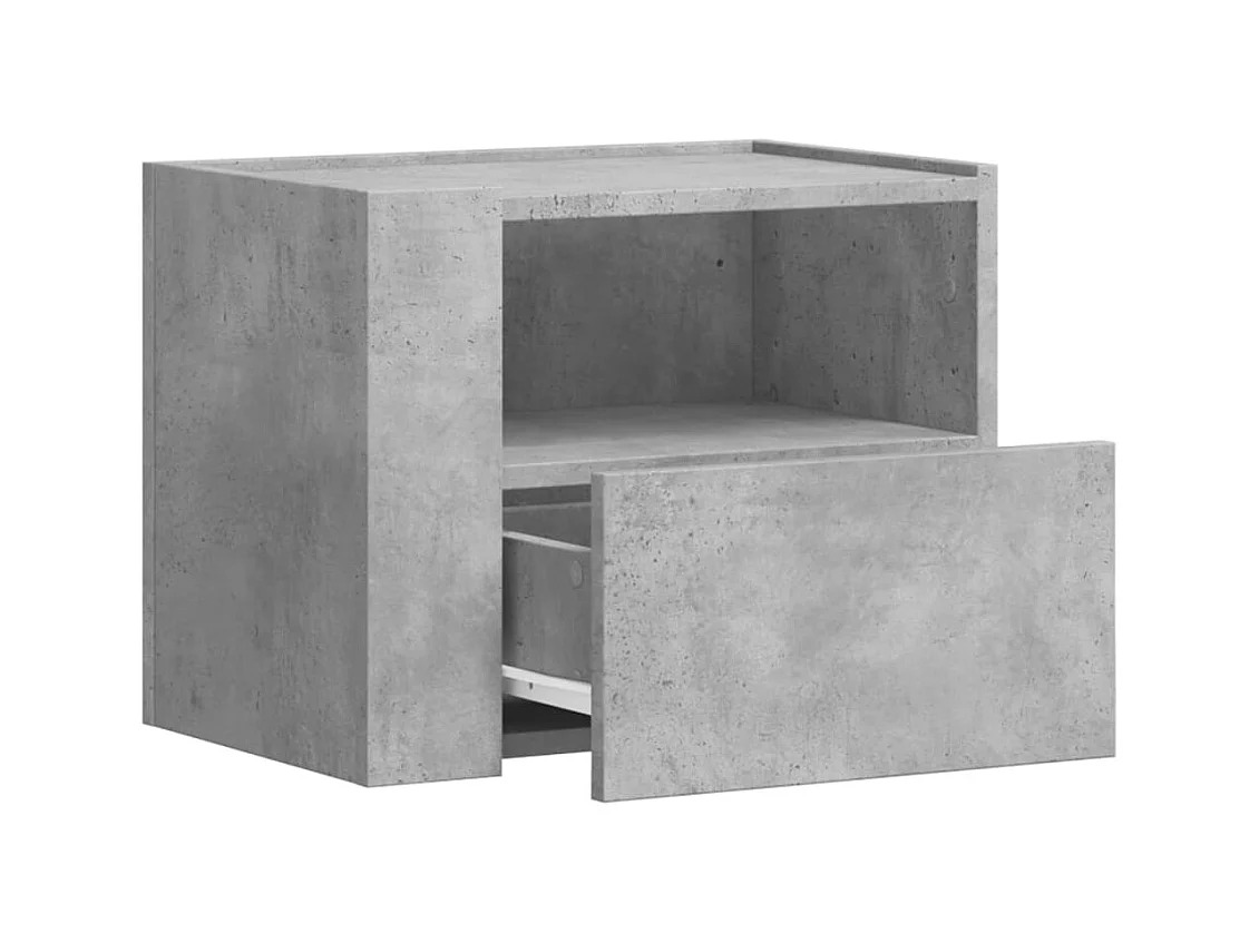 Mesa de cabeceira de parede 2 peças 45x30x35 cm cinzento cimento