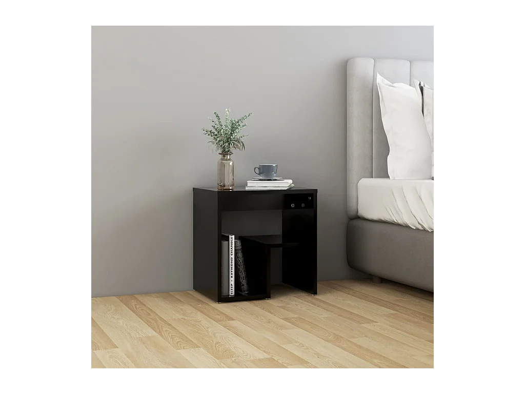 Mesitas de noche | Mesilla de noche 2 uds madera contrachapada negro 40x30x40 cm