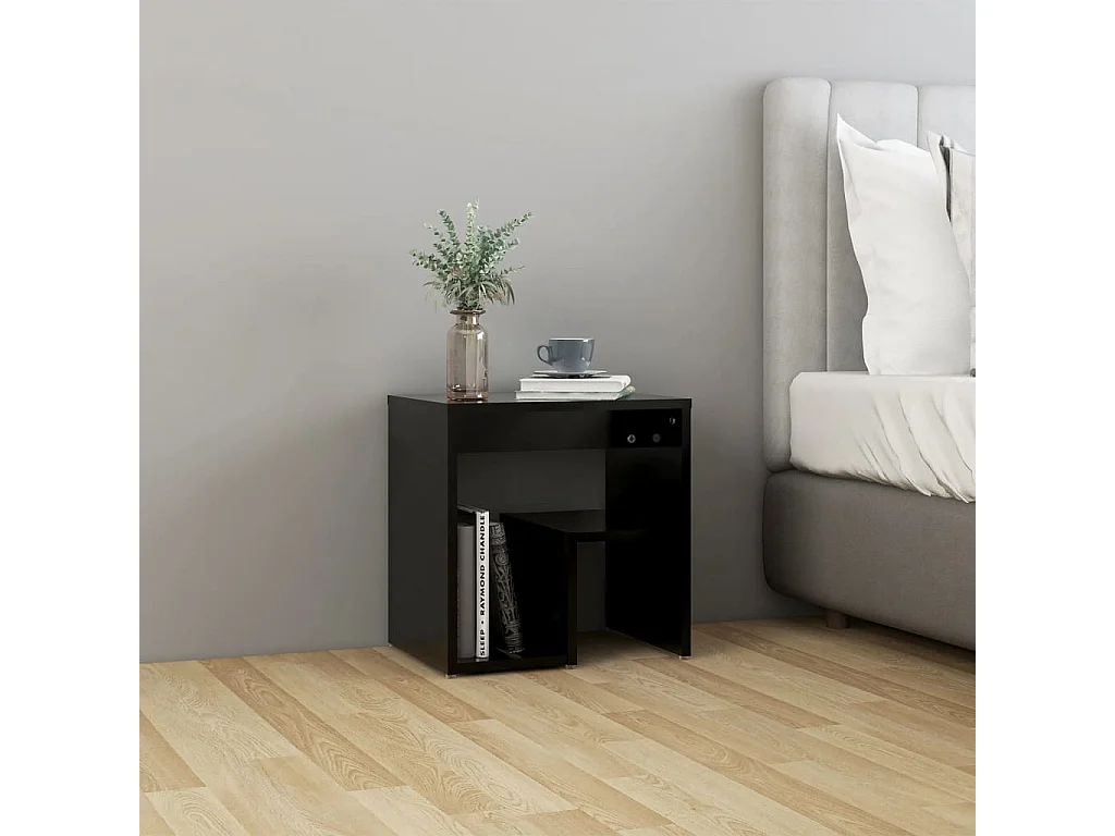 Nachttisch 2er Set-Beistelltisch Schwarz 40x30x40 cm Holzwerkstoff SHL66559