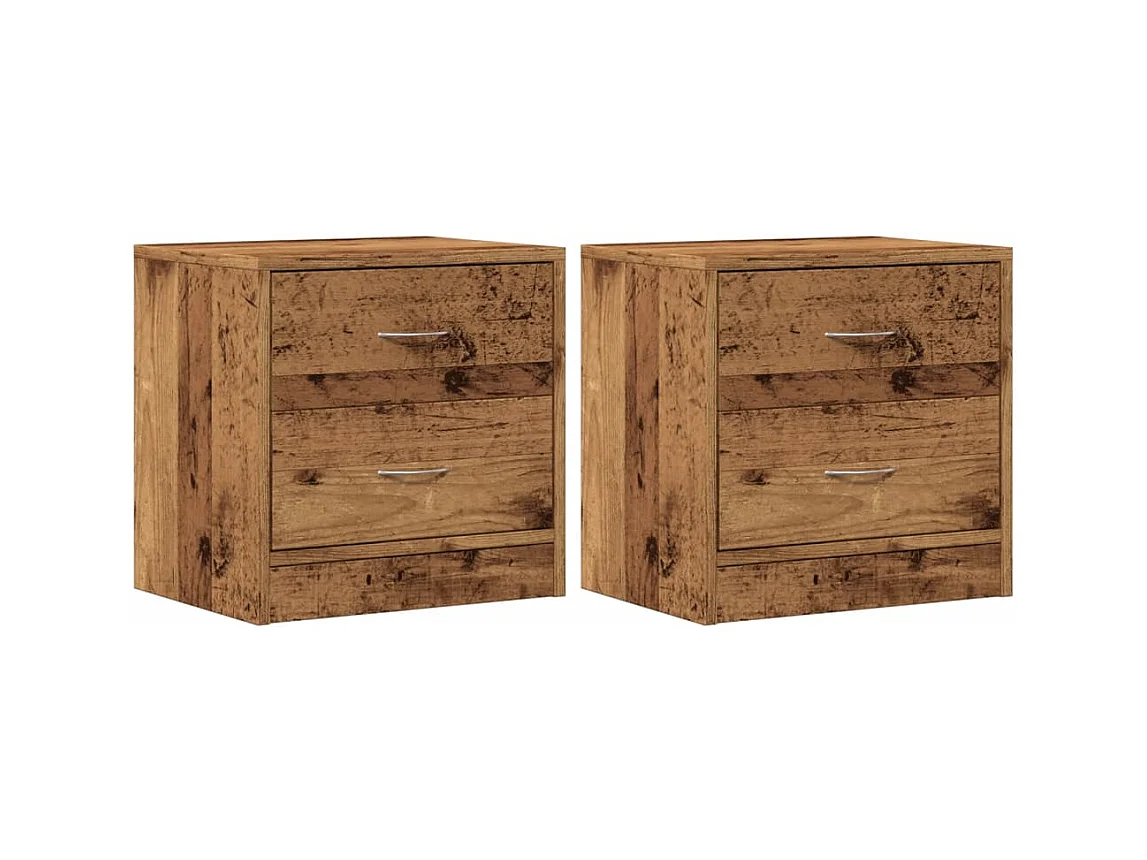 Tables de chevet lot de 2 avec rangement vieux bois 40x30x40 cm bois d'ingénierie