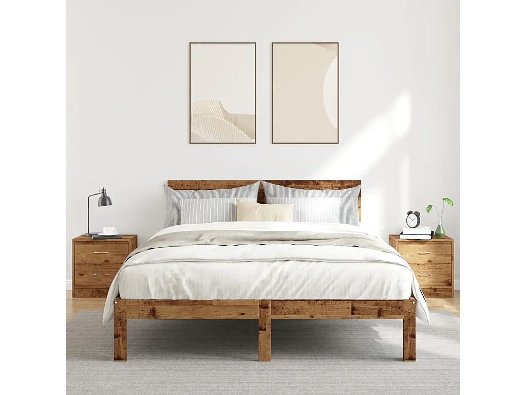 Nachttisch 2er Set-Beistelltisch-Nachttischkommode Altholz-Optik 40x30x40 cm Holzwerkstoff SHL3215