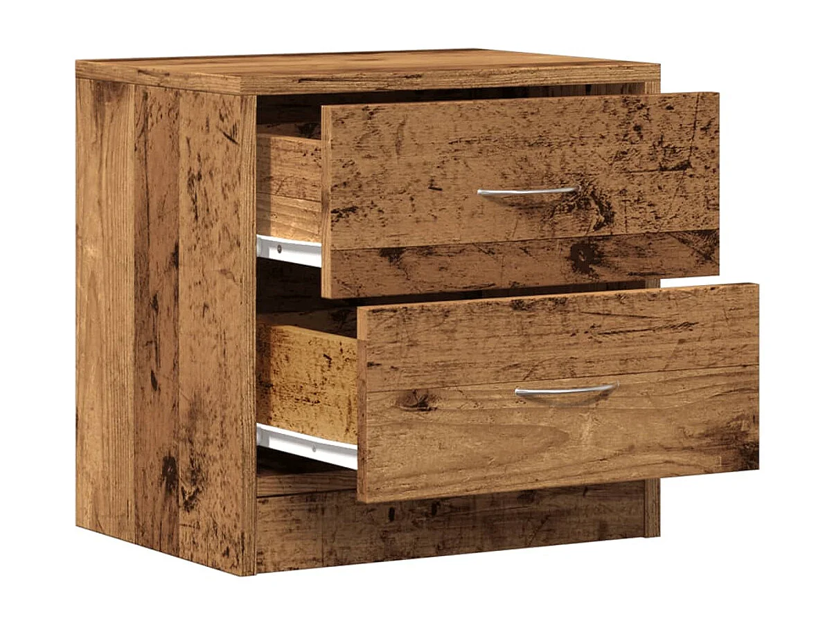 Nachttisch 2er Set-Beistelltisch-Nachttischkommode Altholz-Optik 40x30x40 cm Holzwerkstoff SHL3215
