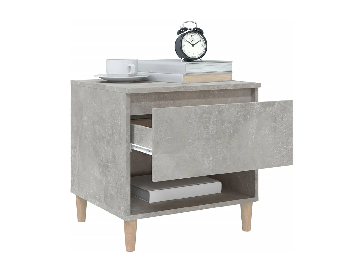 Tables de chevet lot de 2 avec rangement Gris béton 50x46x50 cm Bois d'ingénierie