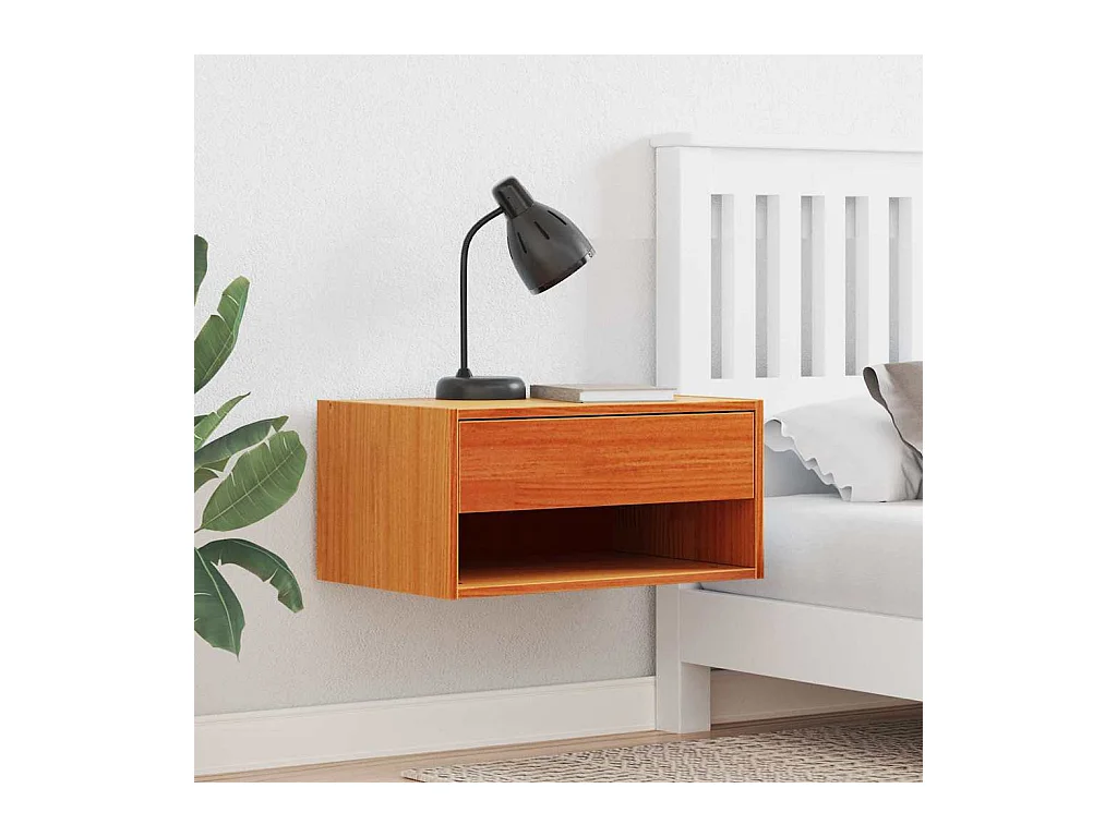 Mesa de Noche | Mesa auxiliar con cajón 2 uds. Marrón cera 50x32.5x24 cm