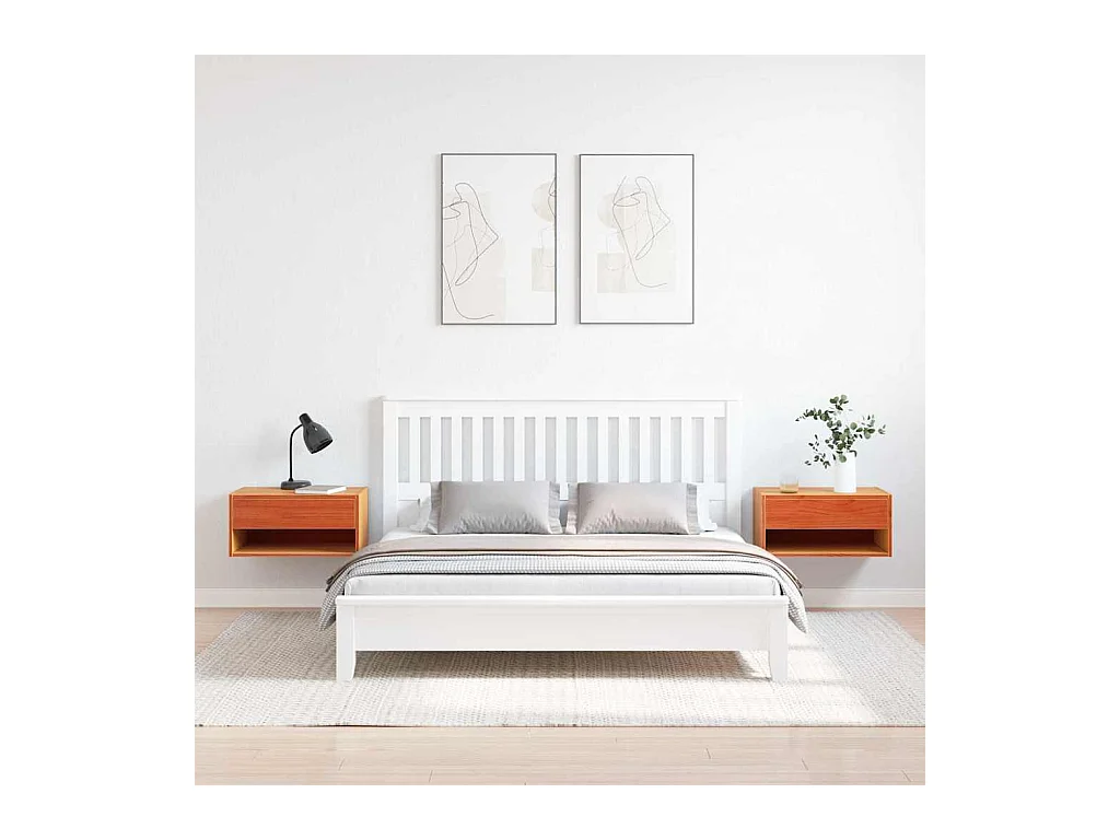 Mesa de Noche | Mesa auxiliar con cajón 2 uds. Marrón cera 50x32.5x24 cm