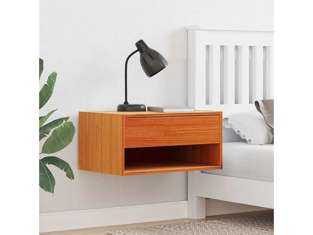 Mesa de Noche | Mesa auxiliar con cajón 2 uds. Marrón cera 50x32.5x24 cm