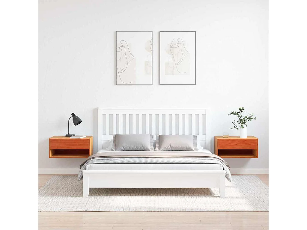 Mesa de Noche | Mesa auxiliar con cajón 2 uds. Marrón cera 50x32.5x24 cm