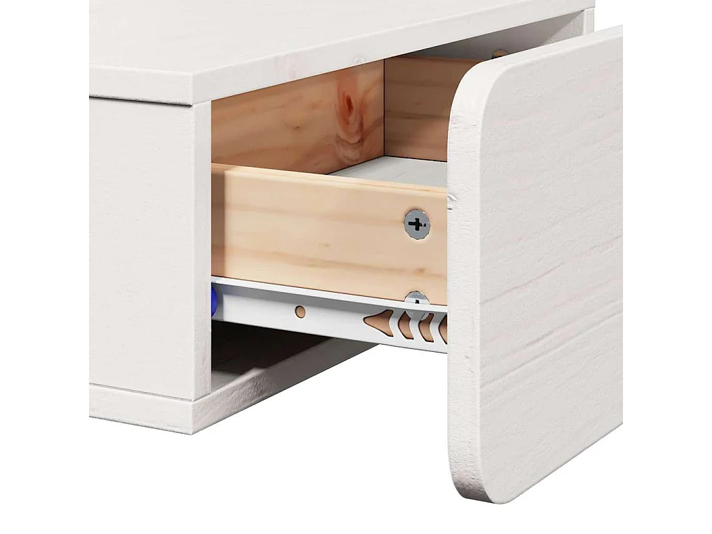 Mesa de Noche | Mesa auxiliar Blanco 44x32.5x40 cm Madera maciza de pino