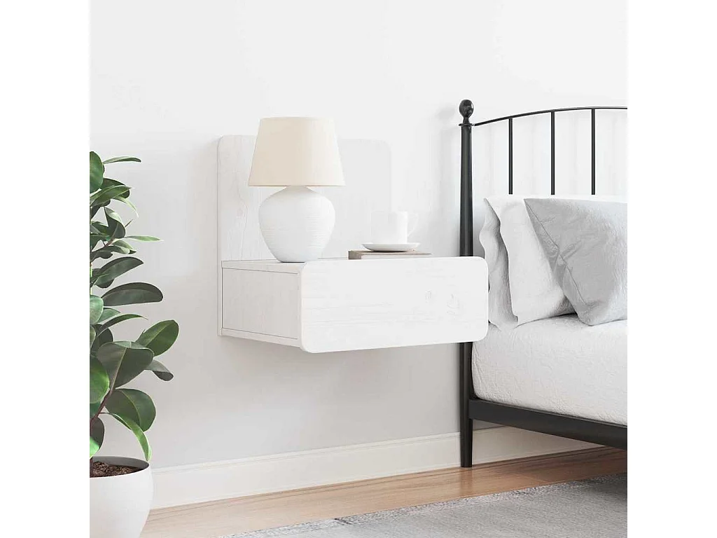 Table de chevet-Table d'appoint-Table de nuit Blanc 44x32,5x40 cm Bois massif en pin