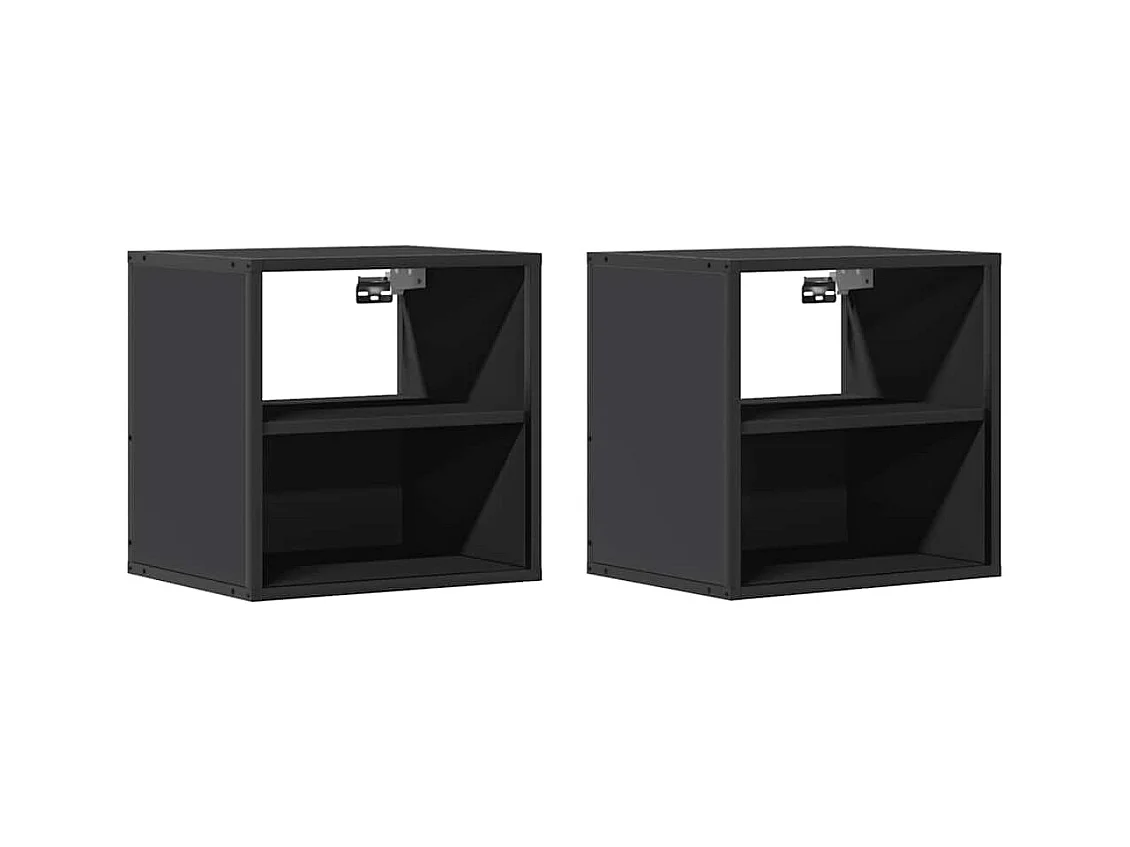 Mesitas de noche | Mesilla de noche de pared 2 unidades negra 40x31x39,5 cm