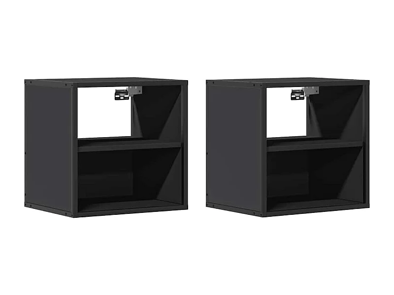 Tables de chevet flottantes Lot de 2 avec rangement noir 40x31x39,5 cm