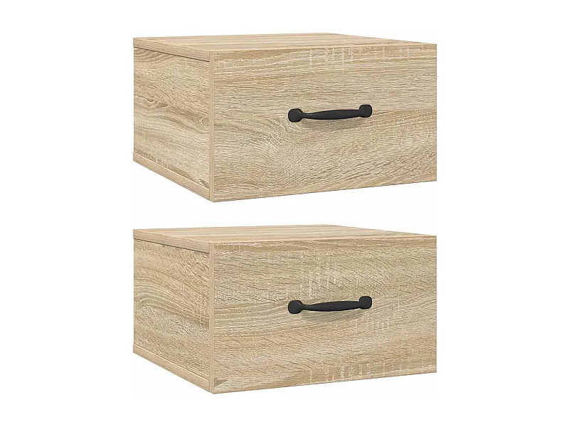 Mesitas de noche | Mesilla de noche de pared 2 uds color roble Sonoma 35x35x20 cm