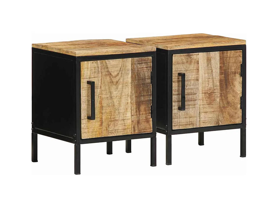 Mesita de Noche | Mesa auxiliar | Armario de Noche 2 uds. Marrón y negro 30x30x40 cm