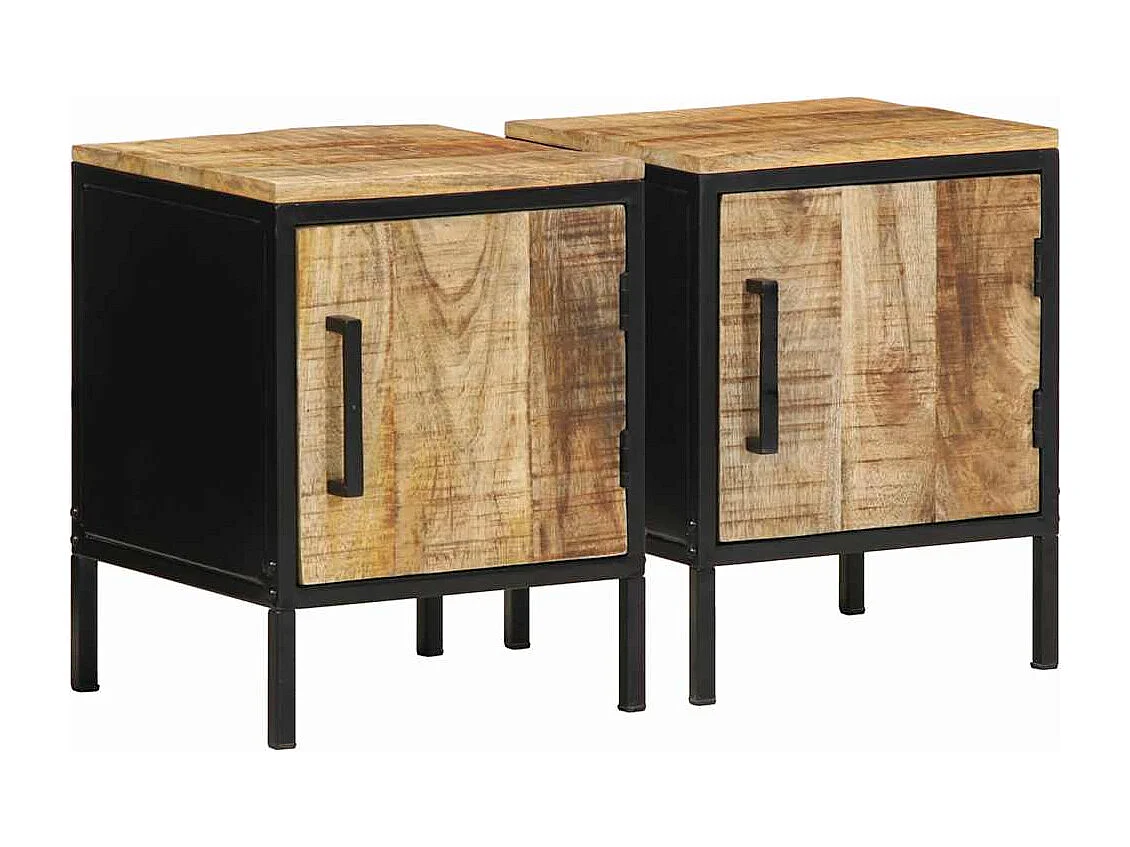 Nachttisch 2er Set-Beistelltisch Braun und Schwarz 30 x 30 x 40 cm SHL57300