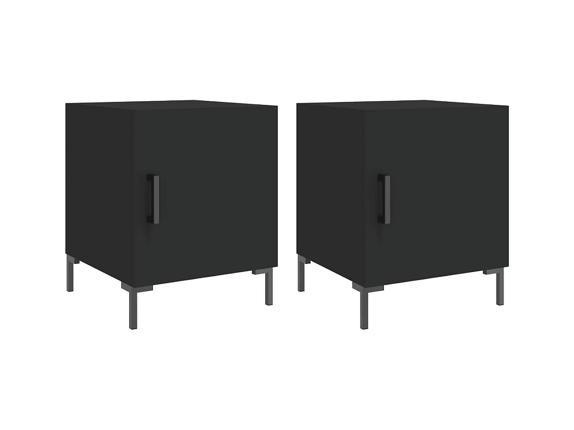 Lot de 2 Tables de chevet Étroite avec Étagère de rangement noir 40x40x50 cm bois d’ingénierie