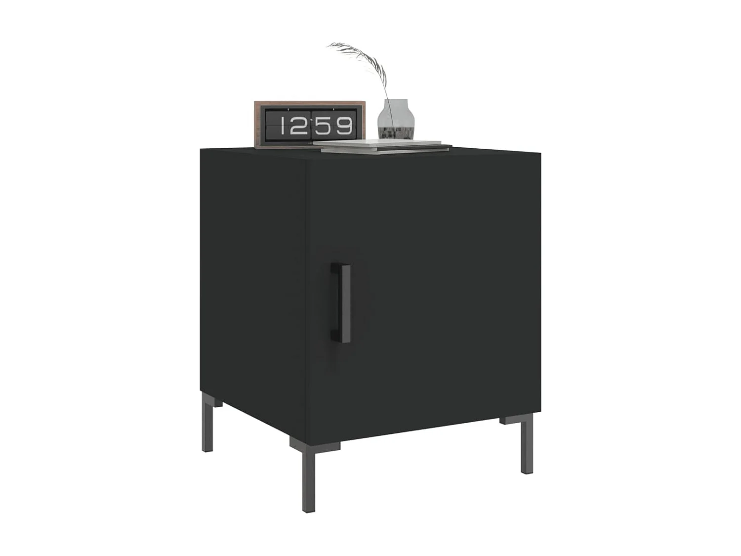 Lot de 2 Tables de chevet Étroite avec Étagère de rangement noir 40x40x50 cm bois d’ingénierie