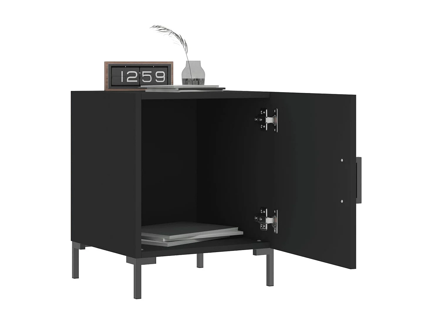 Nachttisch 2er Set-Beistelltisch-Nachttischkommode Schwarz 40x40x50 cm Holzwerkstoff SHL49038