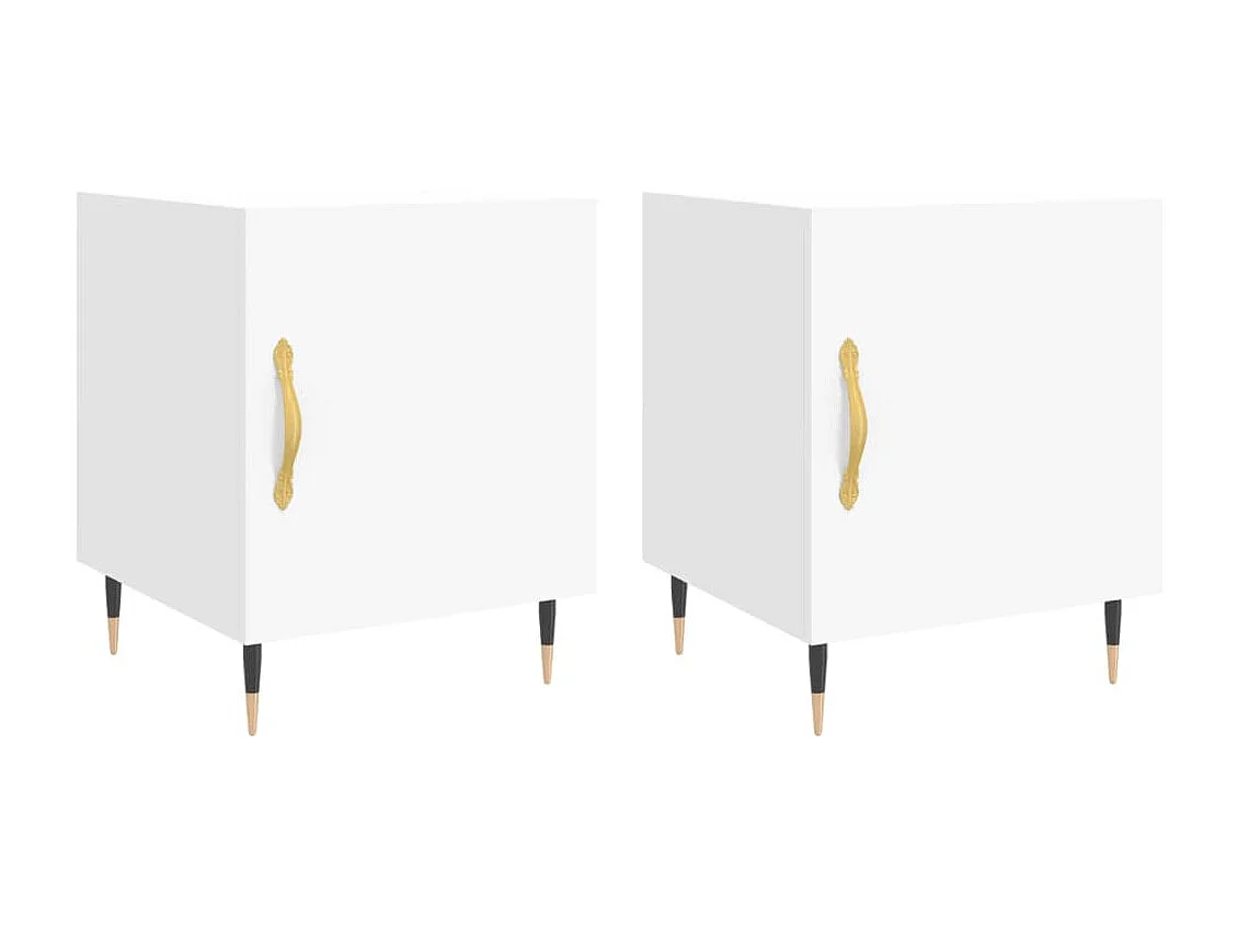 Lot de 2 Tables de chevet Étroite avec Étagère de rangement blanc 40x40x50 cm bois d’ingénierie